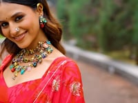 Red Navratri Lehenga With Print & Embroidery Work
