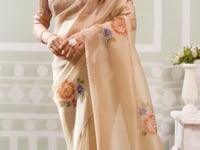 Sand Beige Swarovski Stone Work Saree
