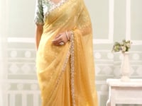 Golden Yellow Embroidery Work Saree