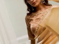 Tan Yellow Printed Saree With Border Work