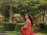 Black Kutchi Gamthi Work Gown With Lace Touch Up