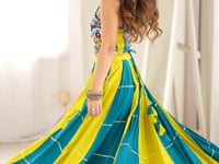 Teal Blue Embroidered Navratri Lehenga Choli