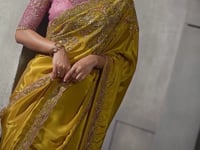 Mustard Gold Embroidery Border Saree