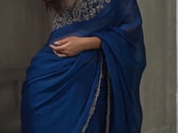 Deep Blue Embroidery Border Saree