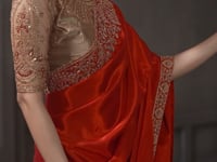 Rust Orange Embroidery Border Saree