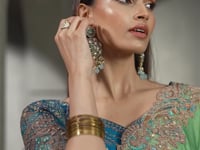 Green-Blue Embroidery Border Saree