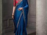 Classic Blue Embroidery Border Saree
