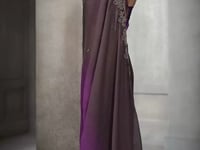 Purple-Brown Embroidery Border Saree