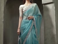 Sky Blue Embroidery Border Saree