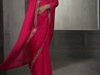 Burberry Pink Embroidery Border Saree