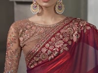 Red Wine Embroidery Border Saree