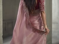 Onion Pink Embroidery Border Saree
