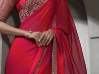 Pink-Red Embroidery Border Saree
