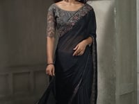 Ebony Black Embroidery Border Saree
