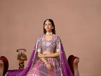 Purple-Pink Embroidered Lehenga Choli
