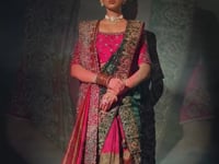 Rani Pink Silk Heavy Embroidery Saree With Dupatta