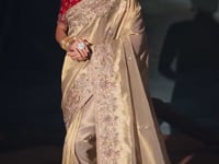 Almond Beige Silk Heavy Embroidery Saree