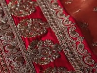 Rust Orange Heavy Embroidery Saree