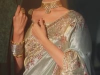 Pastel Mint Green Silk Heavy Embroidery Saree