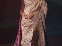 Pastel Purple Silk Heavy Embroidery Saree With Dupatta