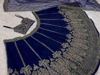 Dark Blue Embroidered Lehenga Choli