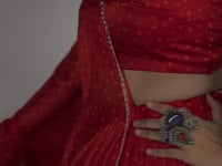 Red Bandhej Print Chiffon Garba Choli