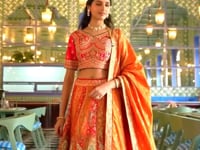 Pink-Orange Banarasi Silk Heavy Embroidery Lehenga