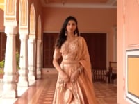 Peach Pink Banarasi Silk Heavy Embroidery Lehenga