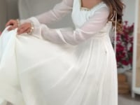 Designer White Mal Chanderi Anarkali Gown