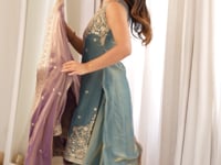 Dusty Pink Embroidered Silk Salwar Suit