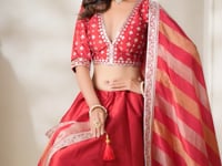 Red Silk Embroidered Lehenga choli