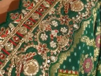 Green Georgette Heavy Bandhej Saree