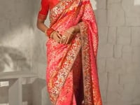 Pink Georgette Heavy Bandhej Saree