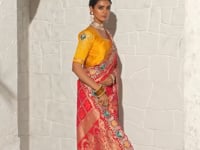 Rani Pink Georgette Heavy Bandhej Saree