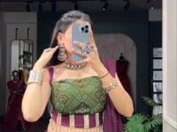 Wine Garba Chaniya Choli With Lace Touch Up