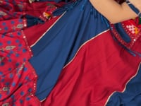 Maroon-Blue Printed Garba Chaniya Choli