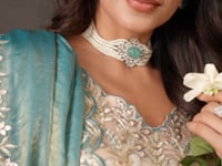 Teal Gold Designer Lehenga Choli