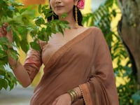 Sand Beige South Indian Half Saree Lehenga