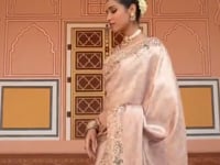 Lavender Kanjivaram silk Bead Work Saree