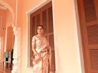 Mauve Pink Kanjivaram silk Bead Work Saree
