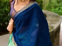 Mint Green Kanchipuram Half Saree Lehenga
