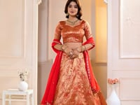Red Jecquard Work Designer Lehenga Choli