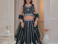 Dark Green Sequins Embroidery Lehenga Choli