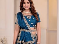 Dark Teal Sequins Embroidery Lehenga Choli