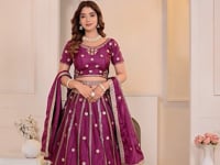 Wine Berry Sequins Embroidery Lehenga Choli