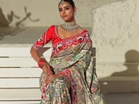 Ivory White Heavy Work Patola Saree