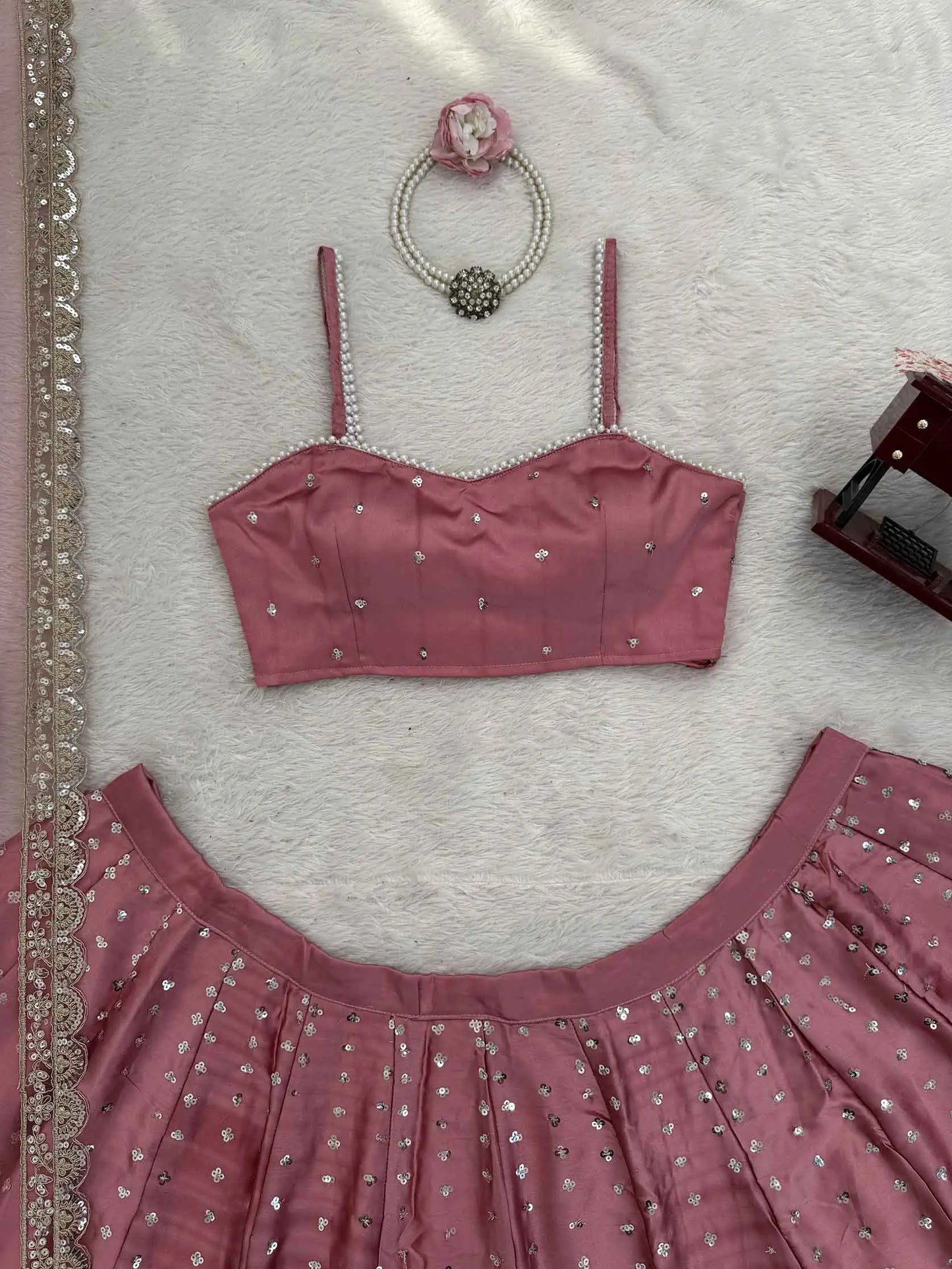 Designer Dusky Rose Embroidery Lehenga