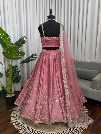 Designer Dusky Rose Embroidery Lehenga