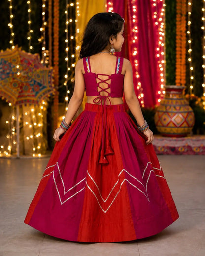 Pinkish Red Kids Navratri Lehenga Choli