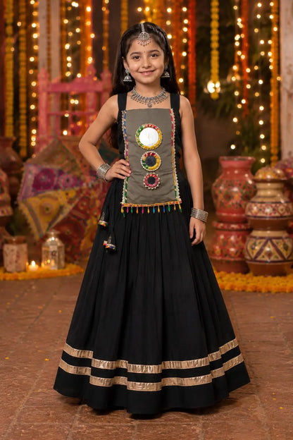 Black Kids Navratri Lehenga Choli
